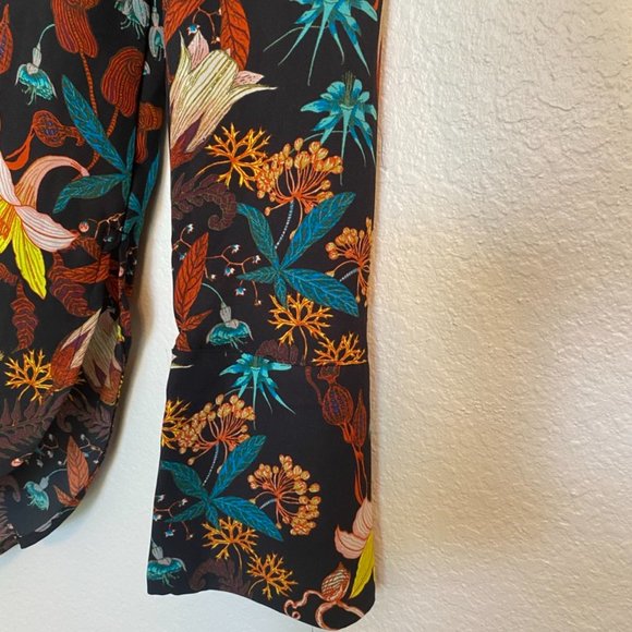 H&M Floral Boho Botanical Pattern Print Long-Sleeve Tunic SZ 2 - Picture 5 of 9